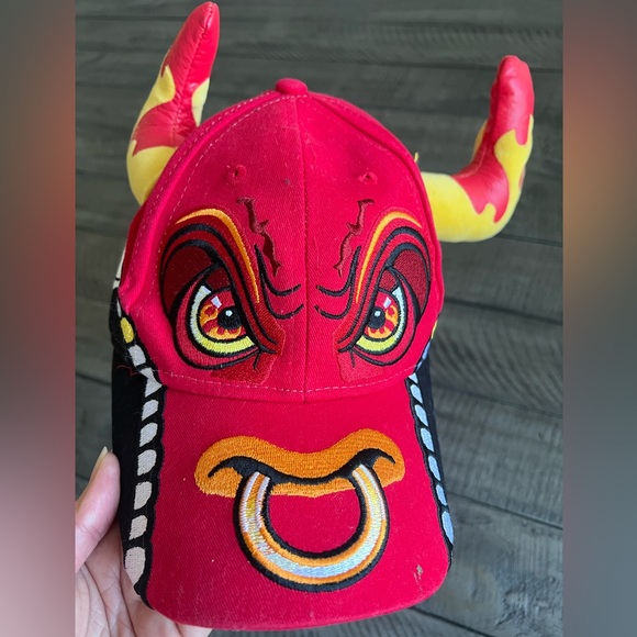 Monster Jam EL Toro Loco Red and Yellow Kids Hat with Horns - Picture 1 of 3